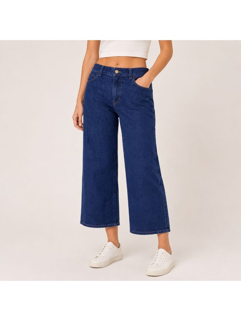 J.Crew 28 Petite Womens Jeans Blue Wash Wide Leg Crop Stretch Denim Casual